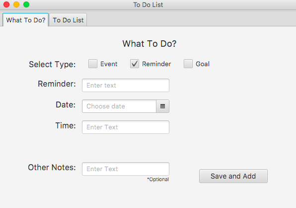 Reminders Tab