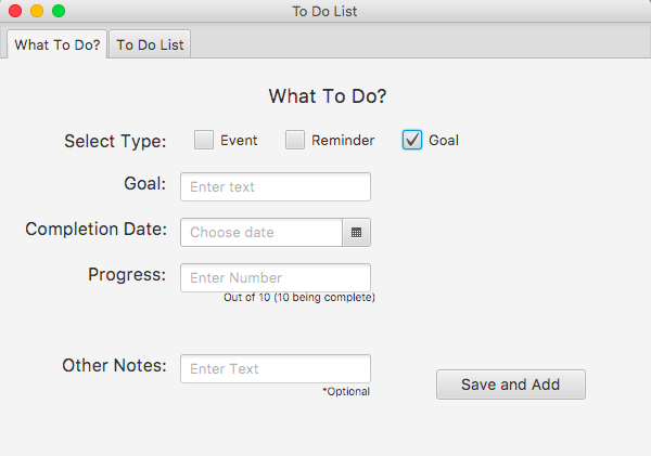 Goals Tab